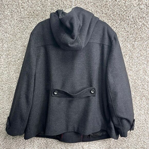 Lane Bryant Pea Coat Women’s 26/28 Gray 100% Wool Hooded Winter Plus Size - Picture 5 of 7